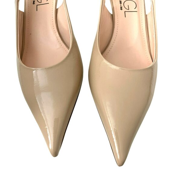 AGL Lenor Nude Pointed Toe Slingback Kitten Heel Shoes NEW Sz 37 / US 7 - Picture 5 of 10